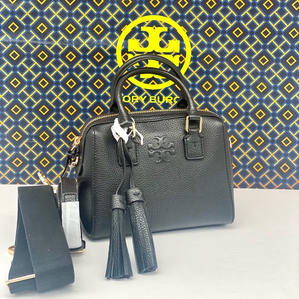 Tory Burch Thea Mini Web Satchel Black - Picture 10 of 13